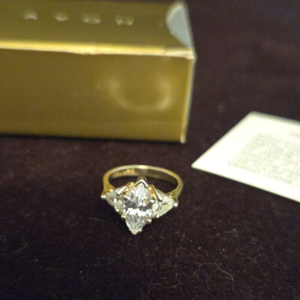Avon 925 Sterling Silver Marquise CZ Cocktail Ring Size 6 Prong Set